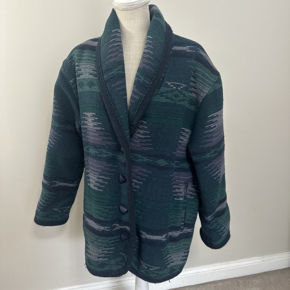 Woolrich Women's (L) Wool Blend Shawl Collar Aztec Pattern Coat‎ - Made in USA